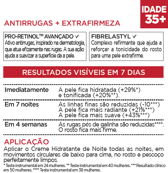cuidado rosto creme noite revitalift fotografia produto verso